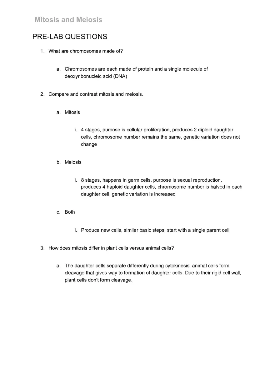 Mitosis and Meiosis Lab - Page 1