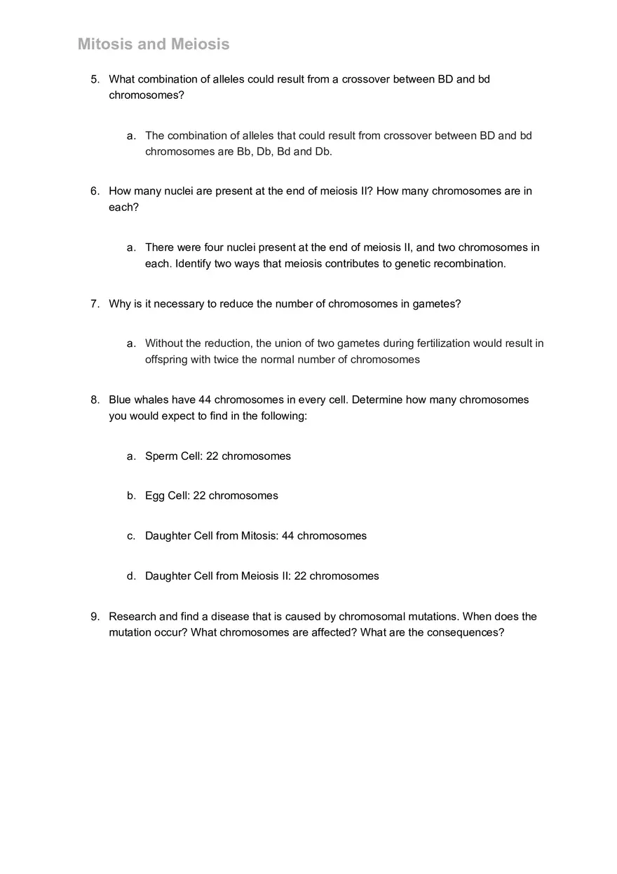 Mitosis and Meiosis Lab - Page 5