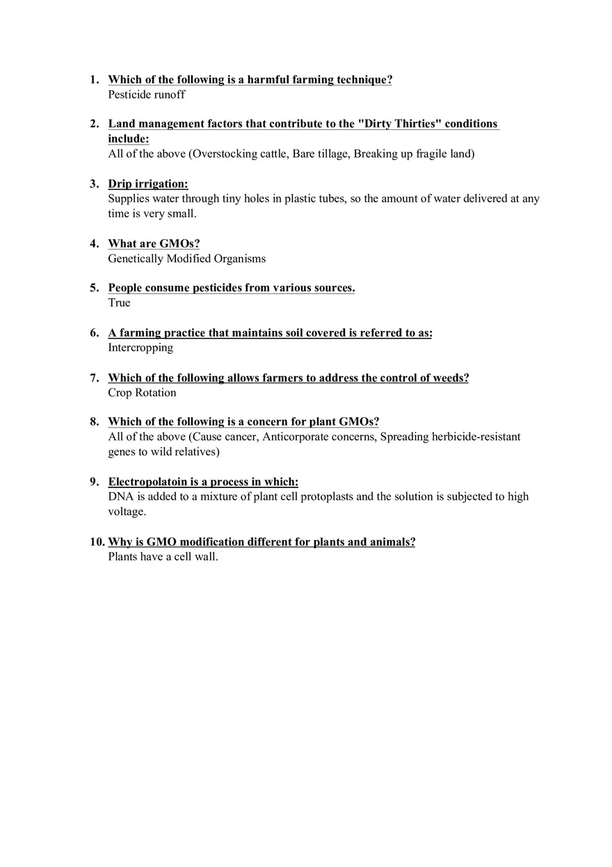 Bio Topic 4 Quiz Answers - Page 1