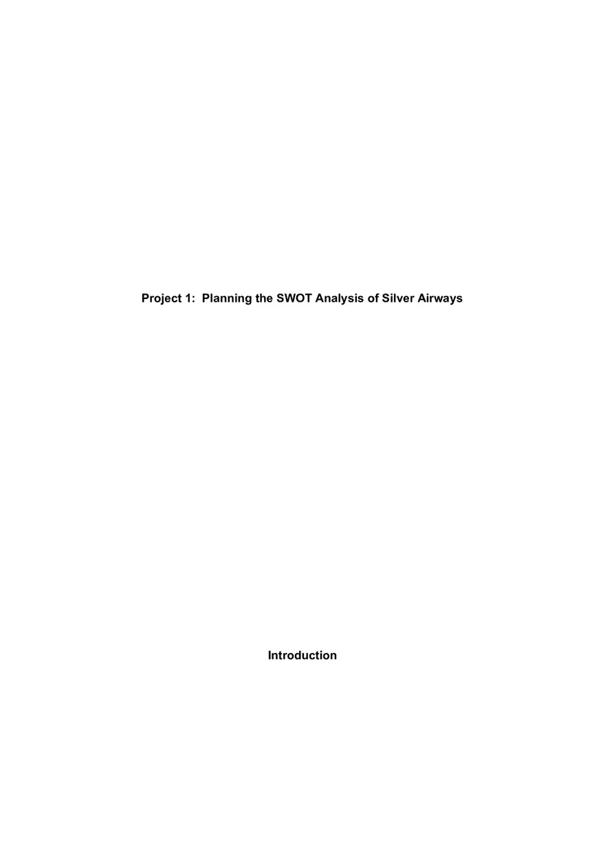 Planning the SWOT Analysis of Silver Airways - Page 1