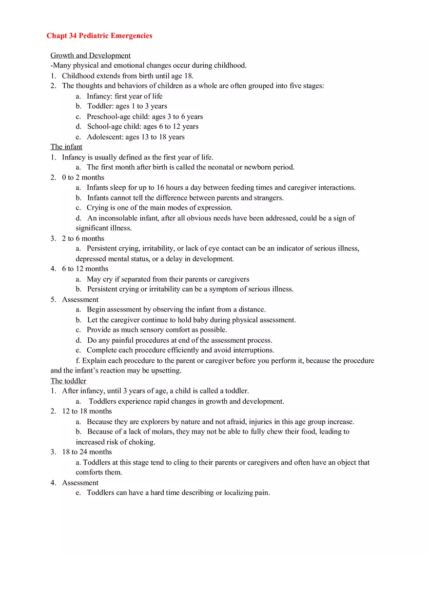 Chapter 34 Pediatric Emergencies - Page 1