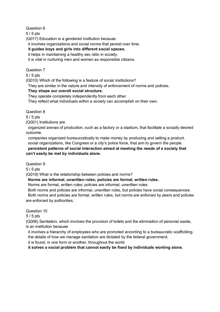 Gender and Society Quiz 8 - Page 2