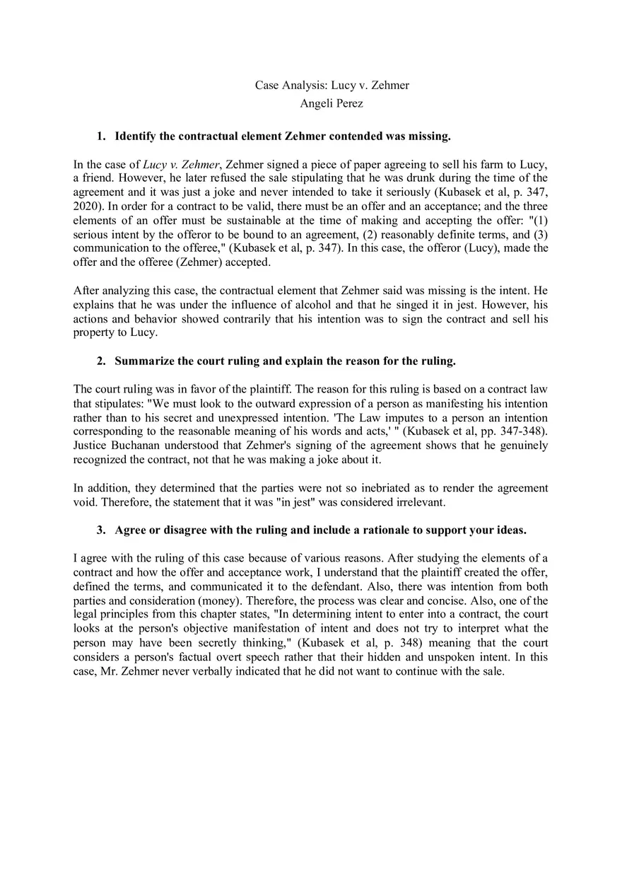 Case Analysis Lucy v. Zehme - Page 1