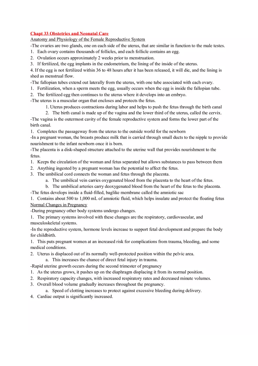 Chapter 33 Obstetrics and Neonatal Care - Page 1