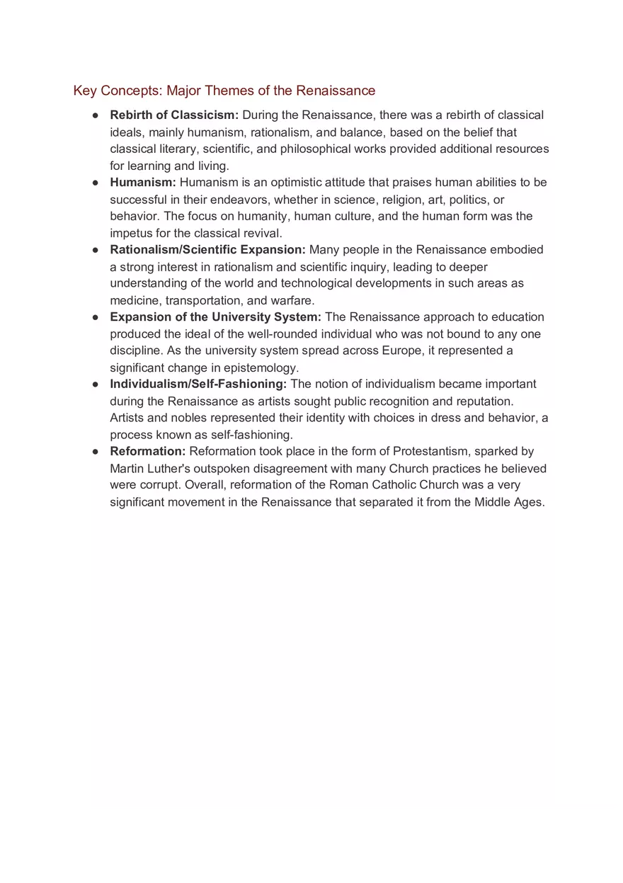 Key Concepts Renaissance - Page 1