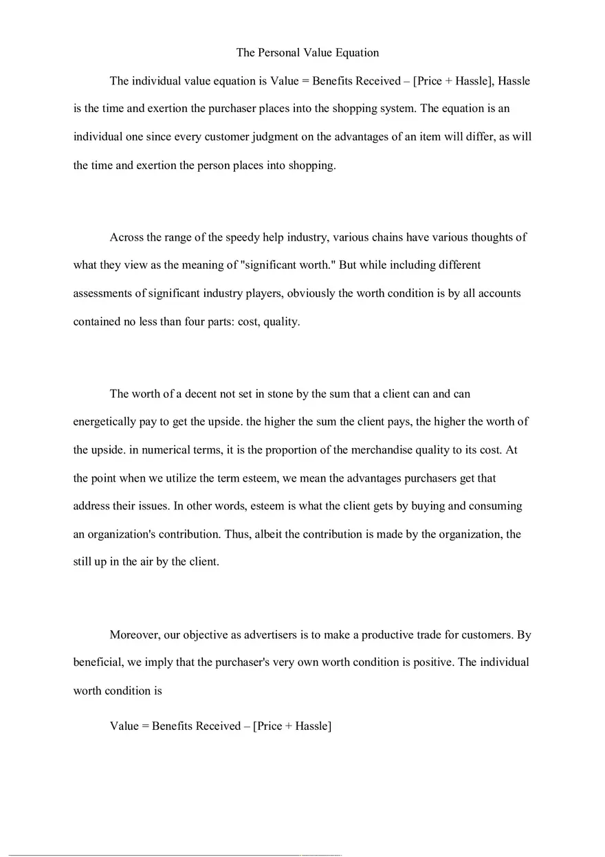 The Personal Value Equation - Page 1
