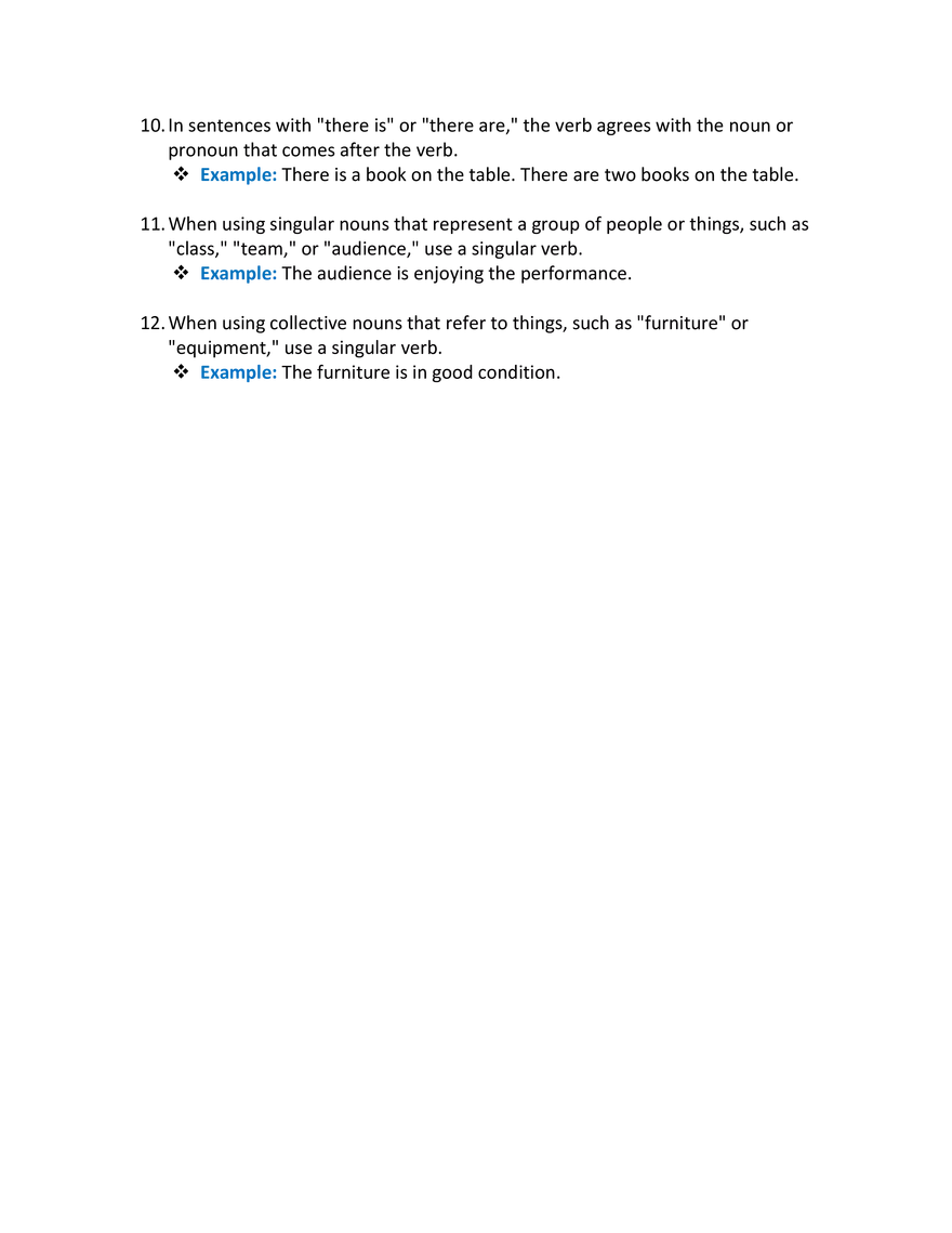Rules of Verb Agreement - Page 2