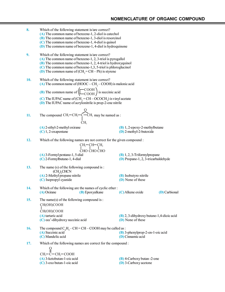 Nomenclature of Organic Compound Exercise # 2 - Page 2