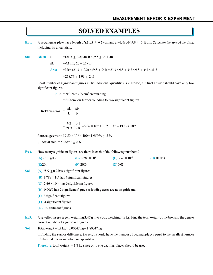 Measurement Error & Experiment Solved Examples - Page 1