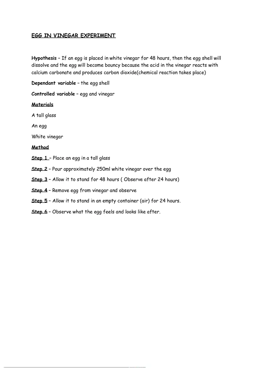 Egg in Vinegar Experiment - Page 1