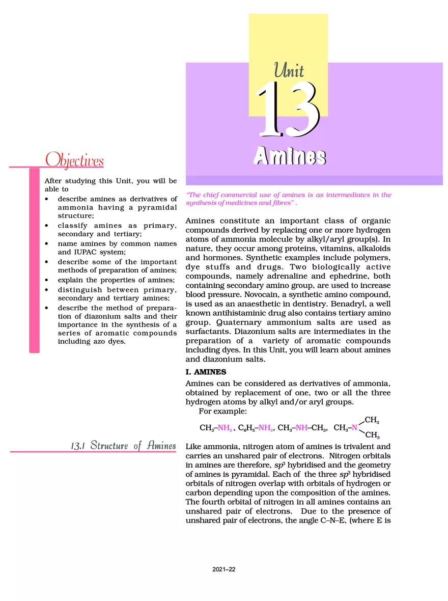 Unit 13 Amines - Page 1