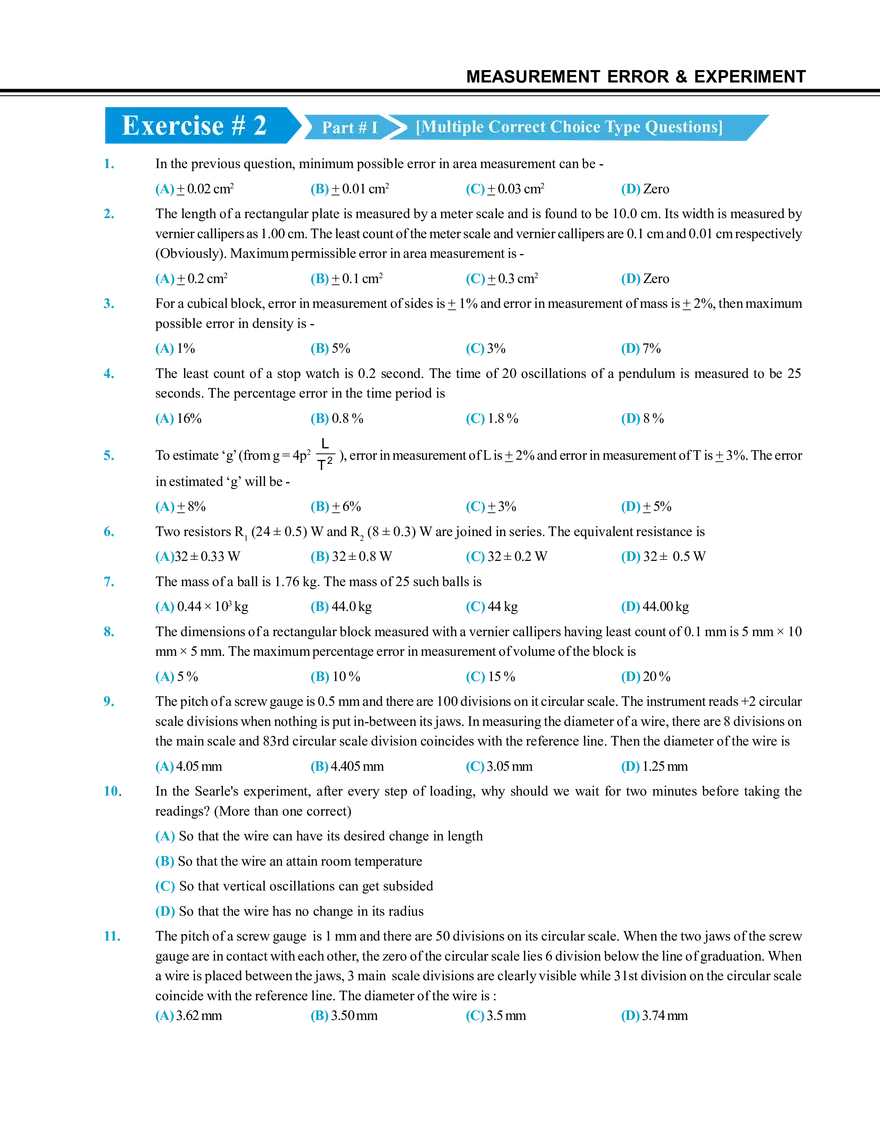 Measurement Error & Experiment Exercise # 2 - Page 1