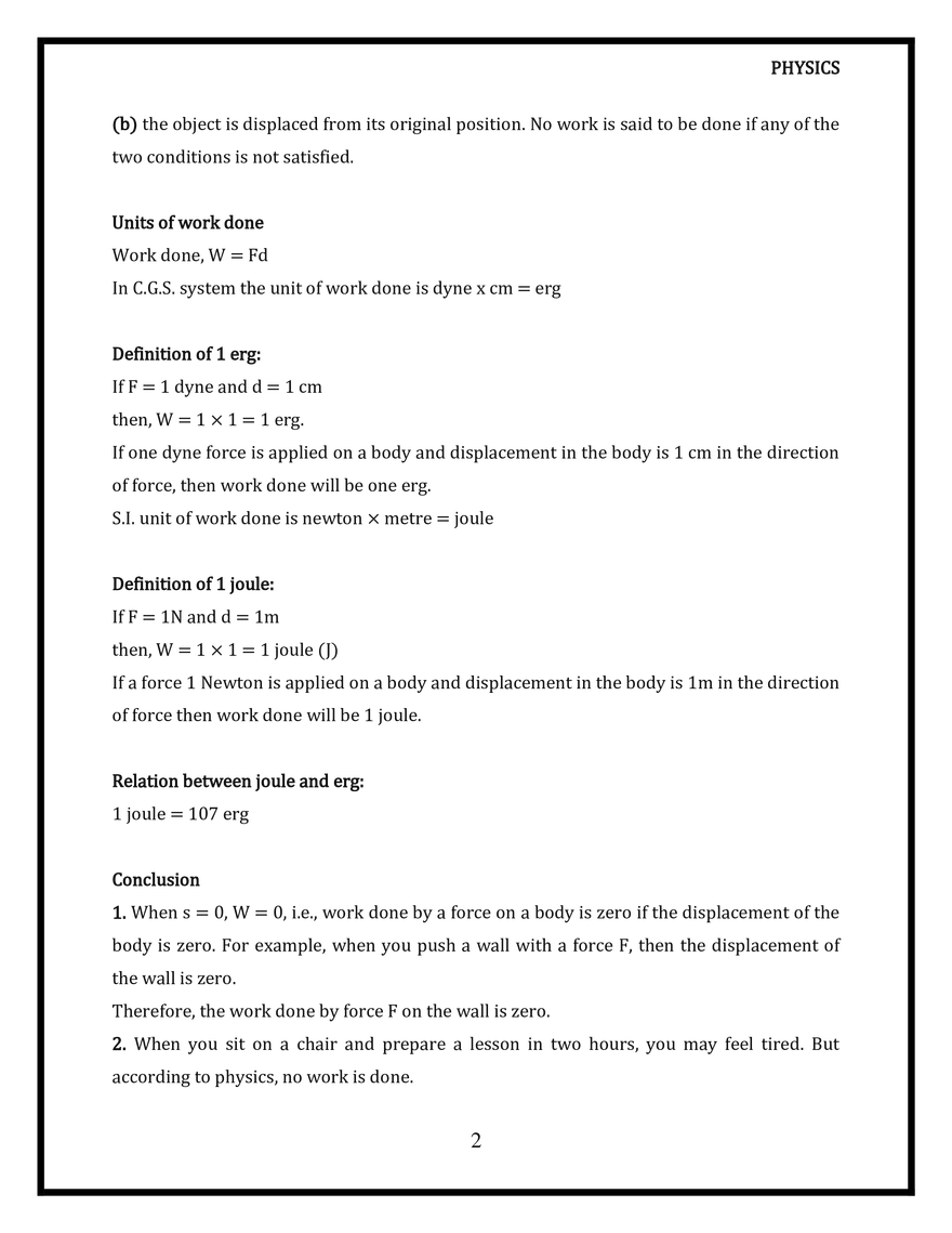 Work and Energy Introduction of Work - Page 2