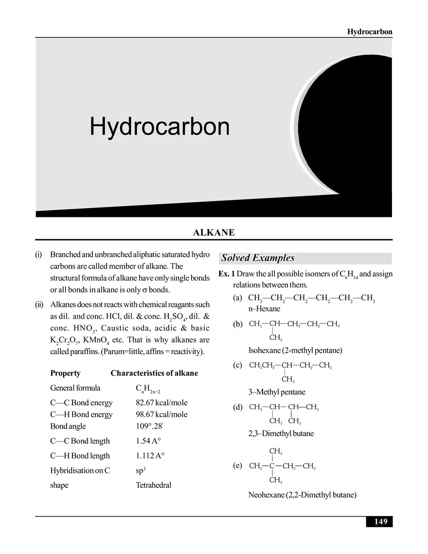 Hydrocarbon. Alkane - Page 1