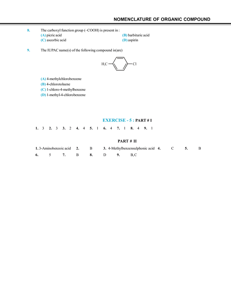 Nomenclature of Organic Compound Exercise # 5 - Page 3