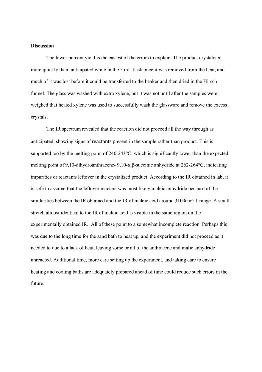 The Diels Alder Reaction of Anthracene and Maleic Anhydride - Page 7