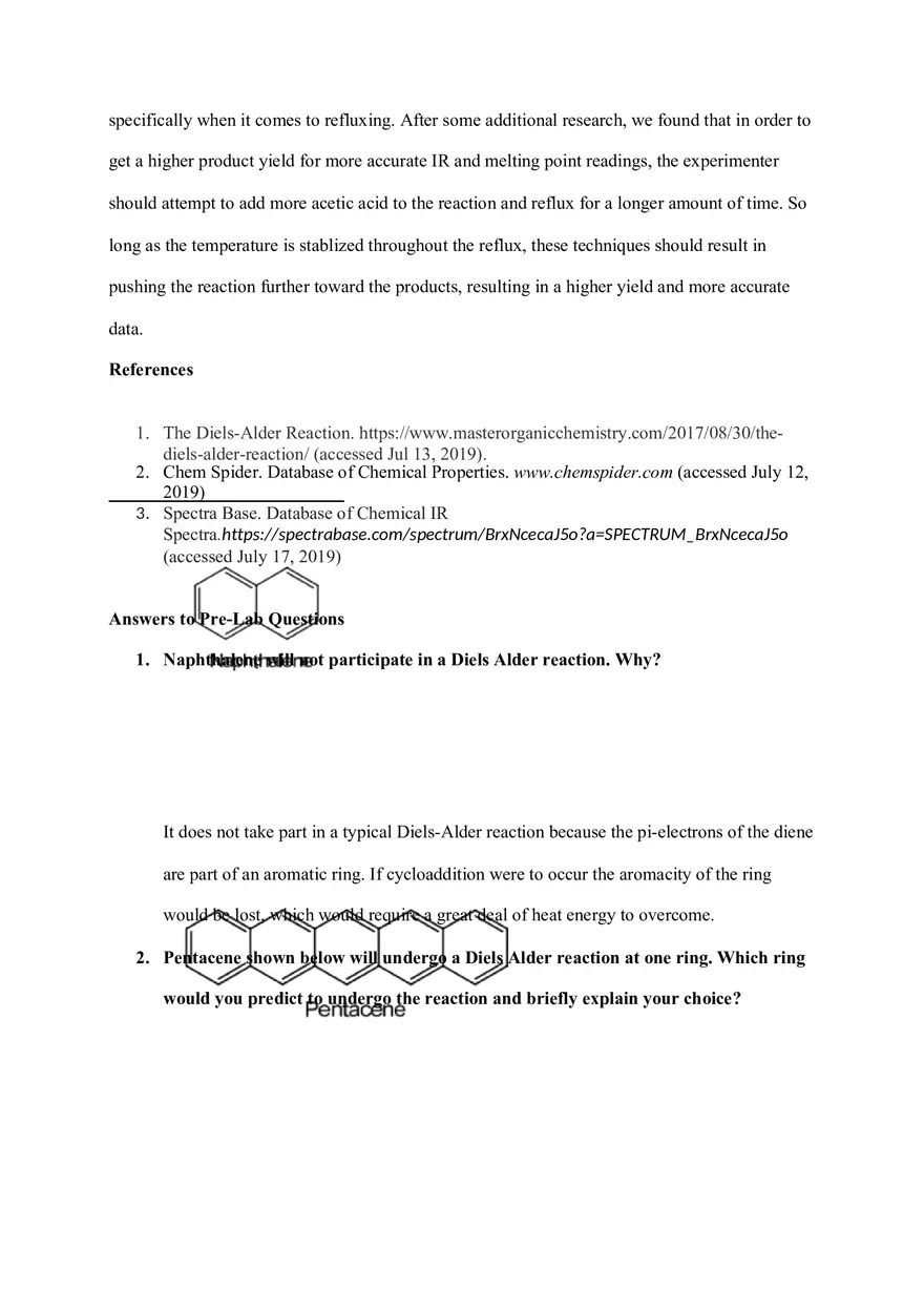 The Diels Alder Reaction of Anthracene and Maleic Anhydride - Page 9