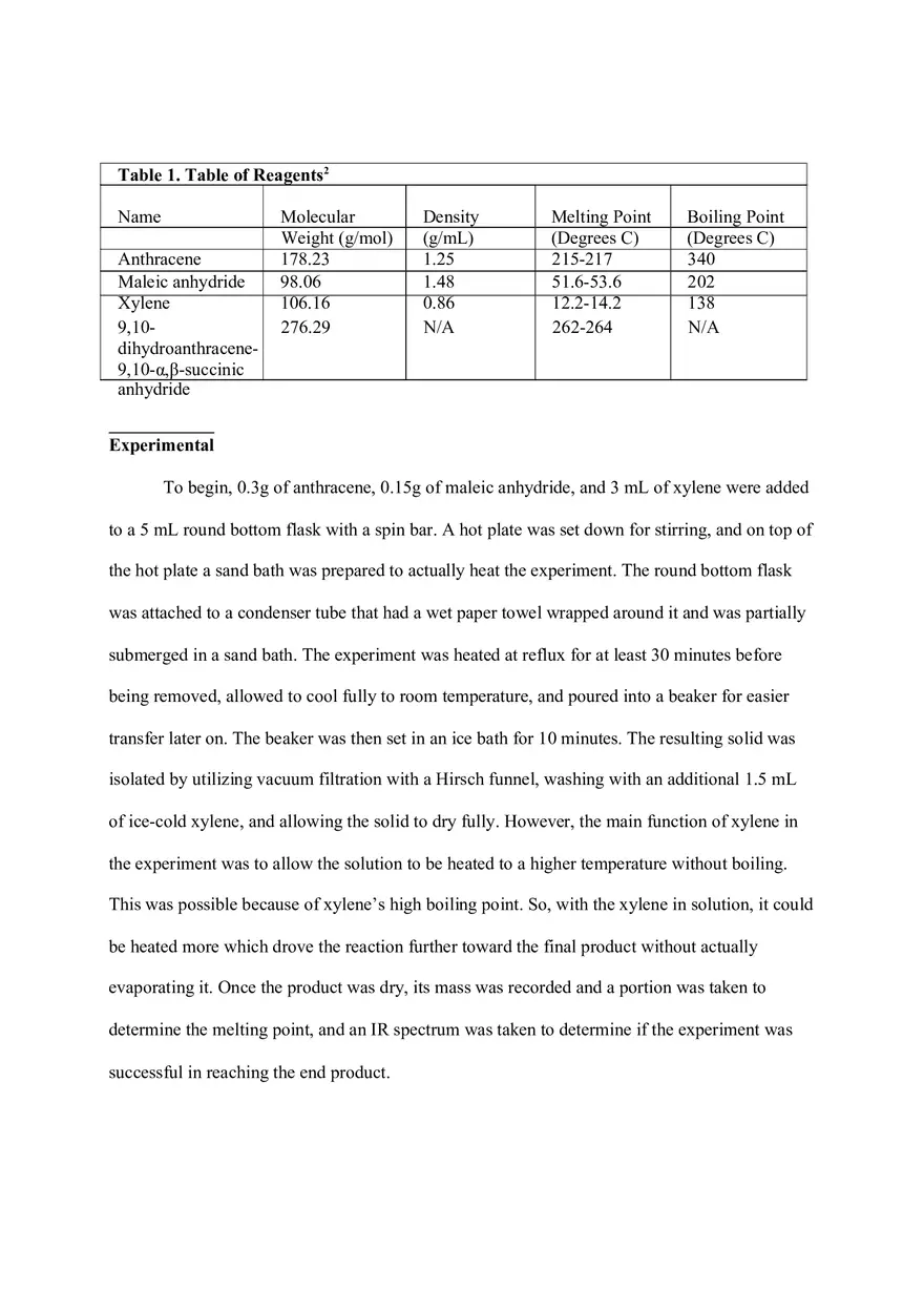 The Diels Alder Reaction of Anthracene and Maleic Anhydride - Page 3