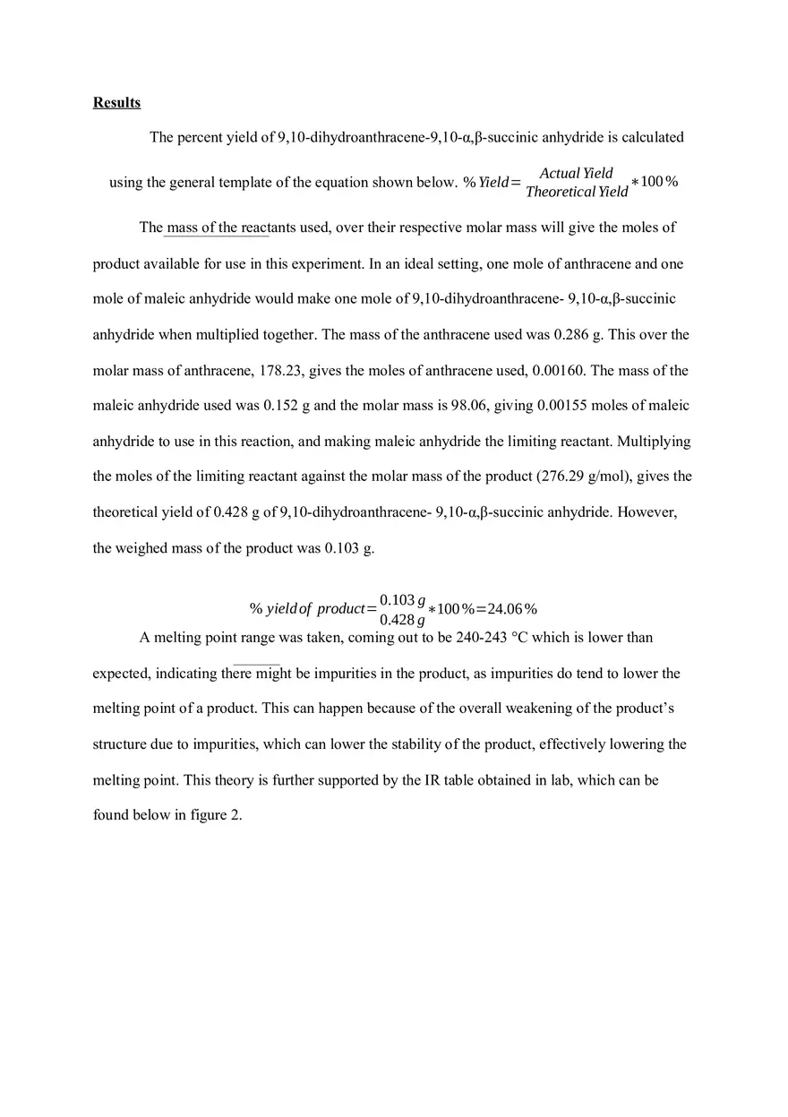 The Diels Alder Reaction of Anthracene and Maleic Anhydride - Page 4