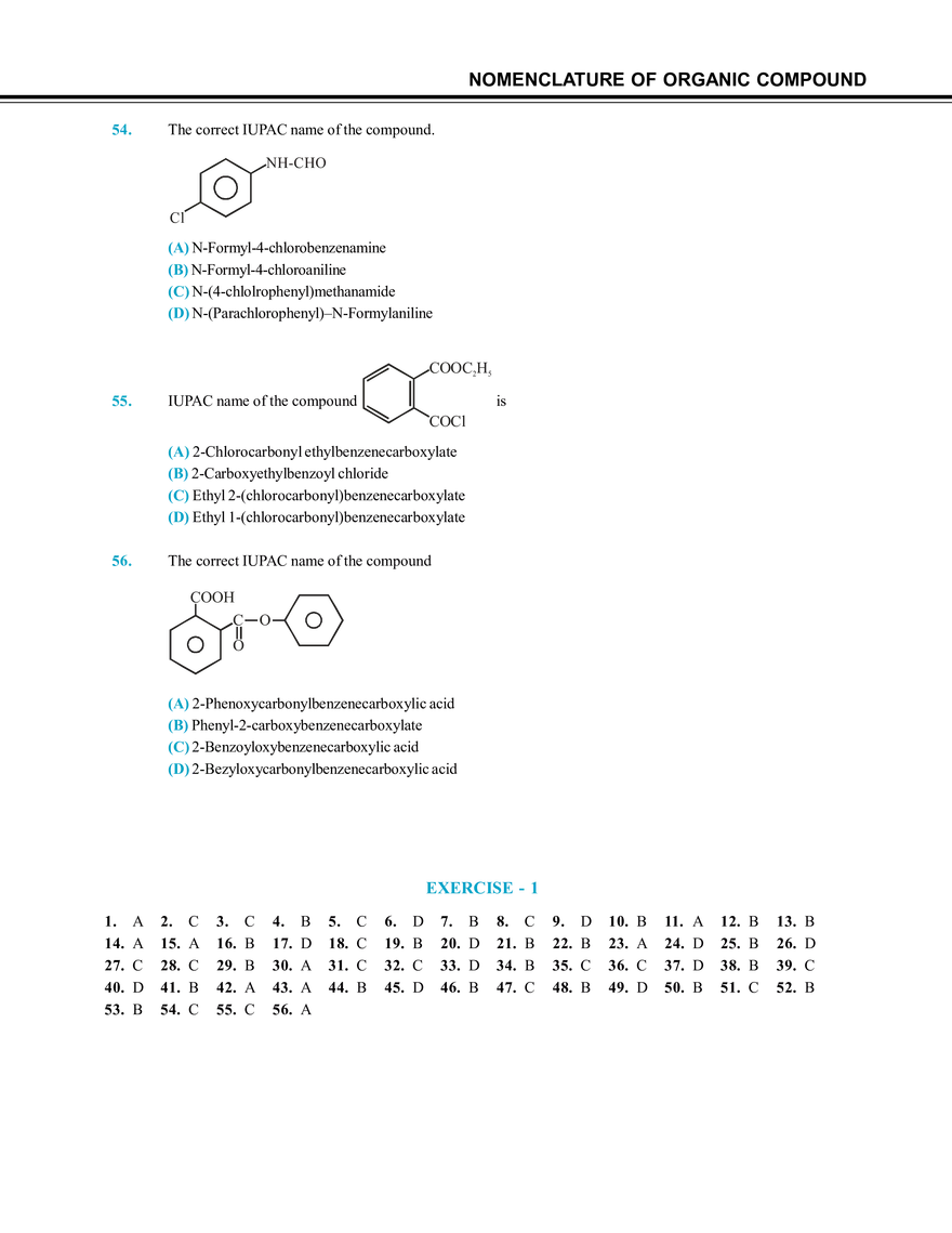 Nomenclature of Organic Compound Exercise # 1 - Page 7