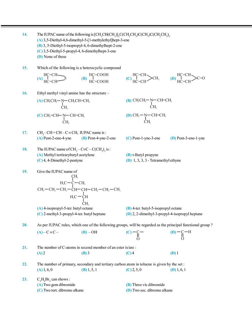 Nomenclature of Organic Compound Exercise # 1 - Page 2