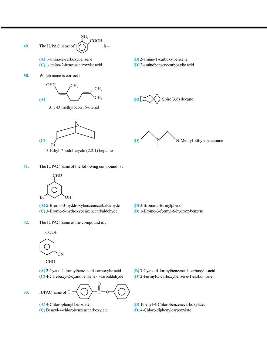 Nomenclature of Organic Compound Exercise # 1 - Page 6