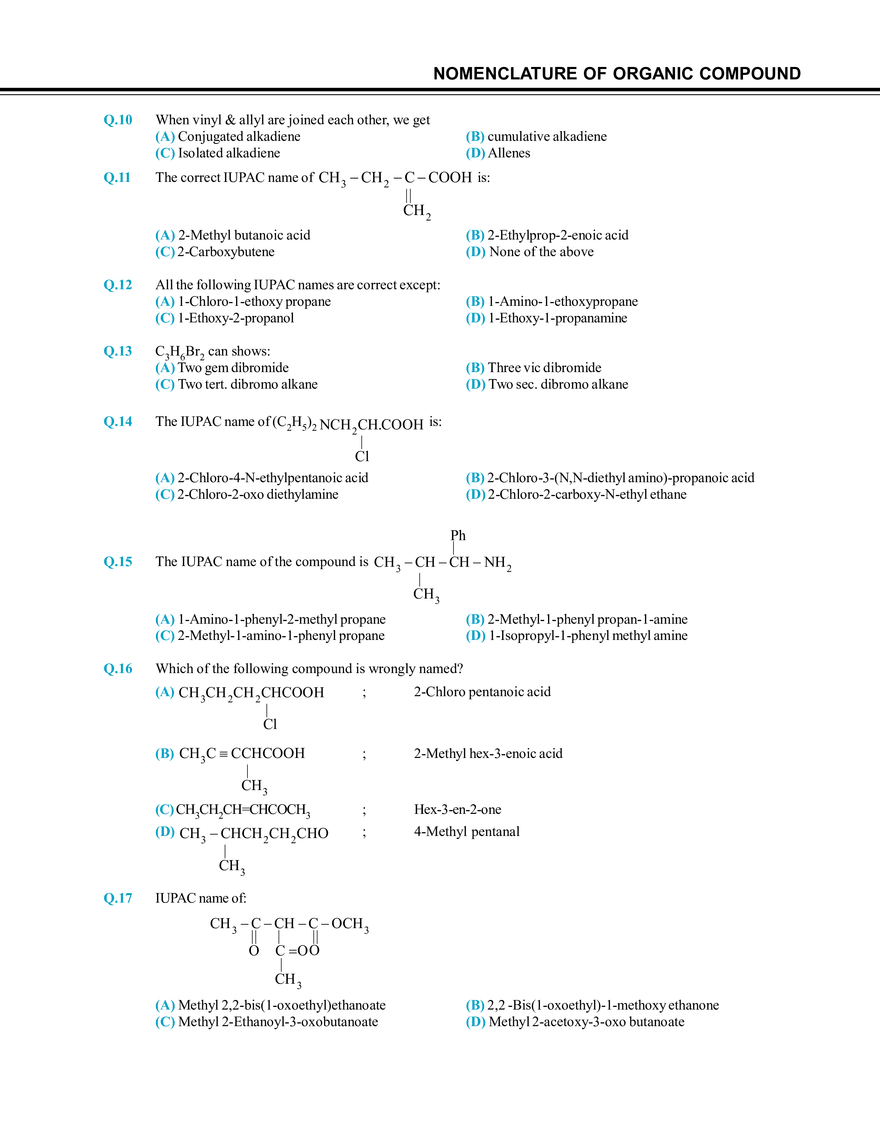 Nomenclature of Organic Compound Mock Test - Page 2