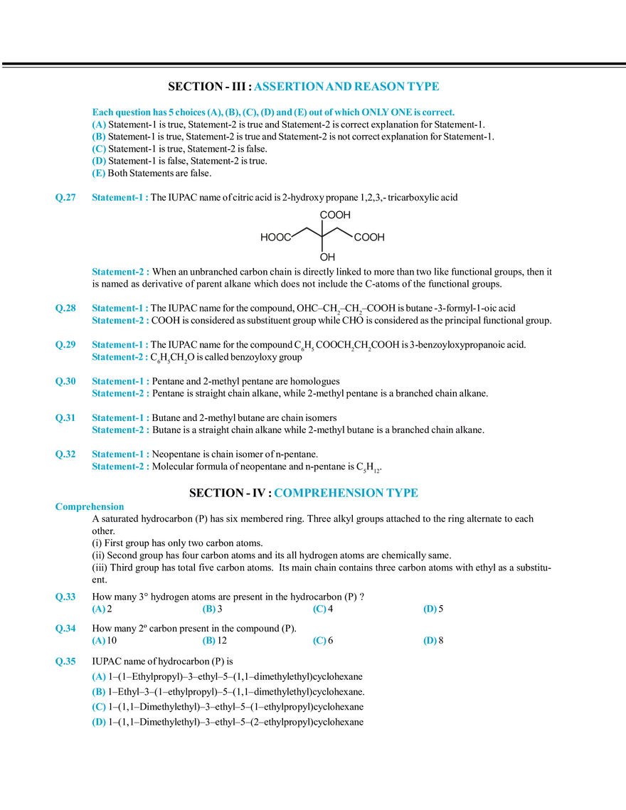 Nomenclature of Organic Compound Mock Test - Page 5