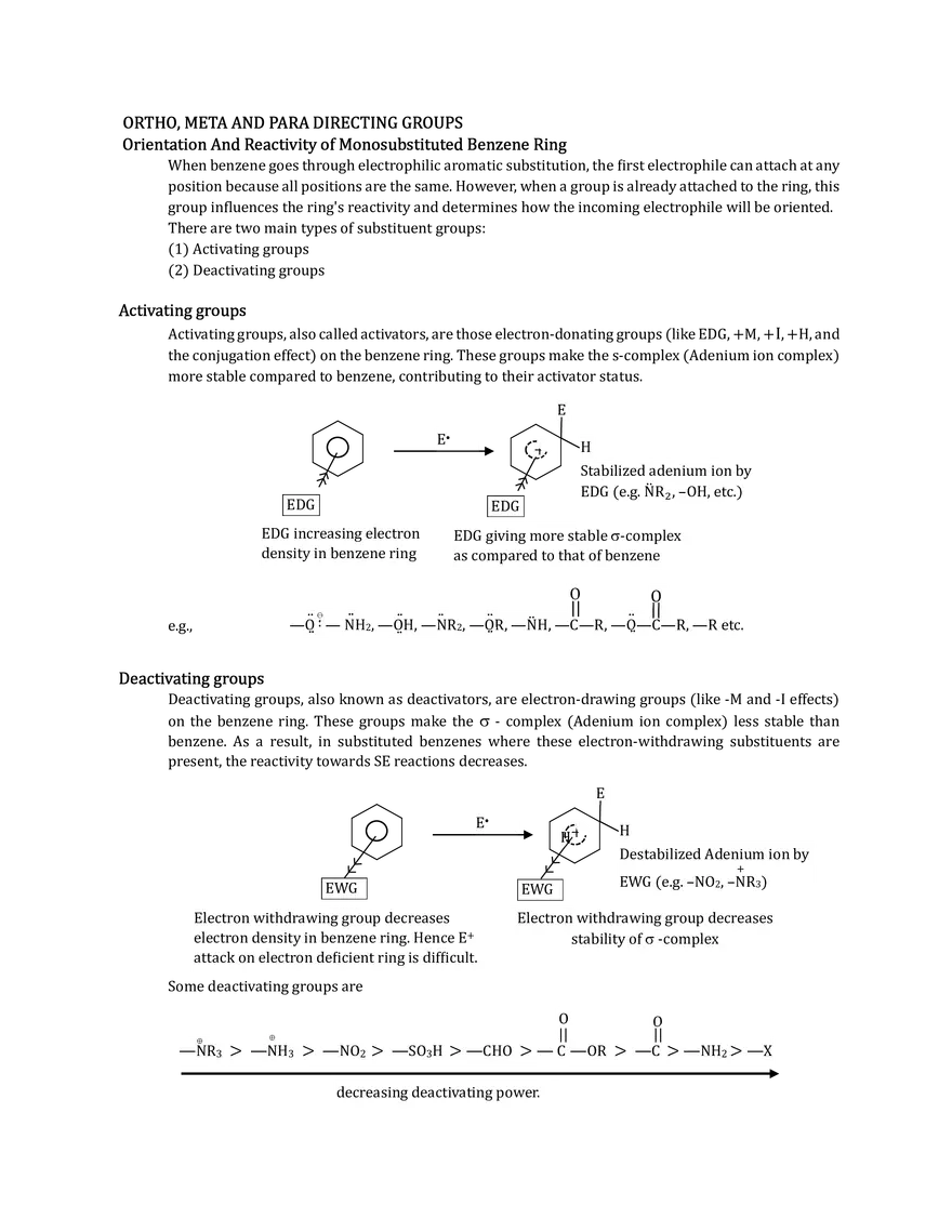 Orientation and Reactivity of Monosubstituted Benzene Ring - Page 1