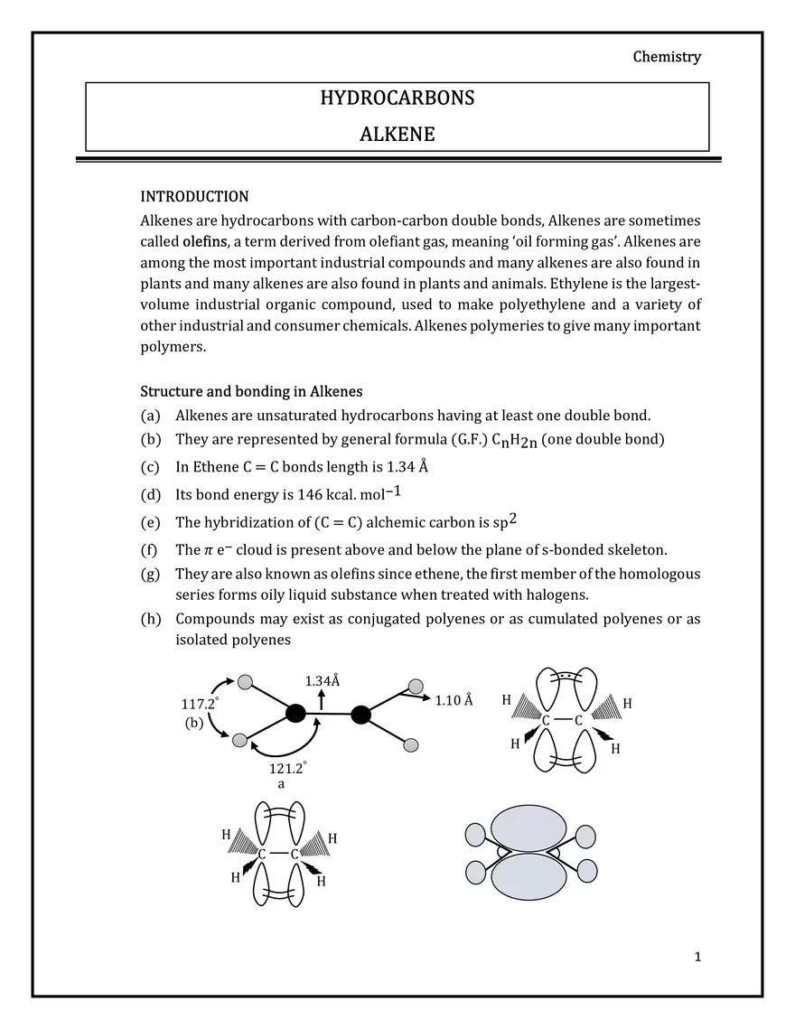 Alkene Notes - Page 1