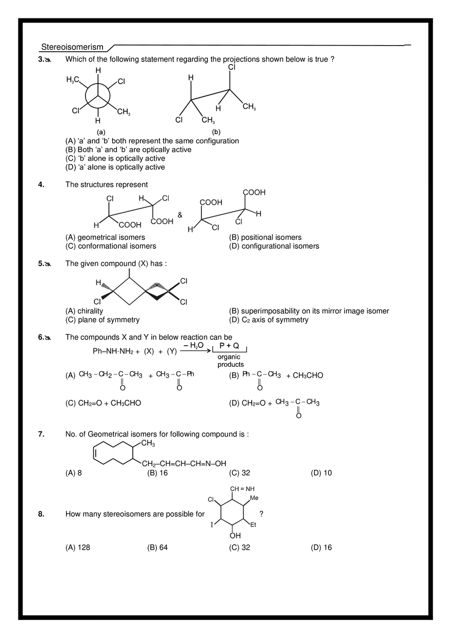 Stereoisomerism Exercises - Page 7
