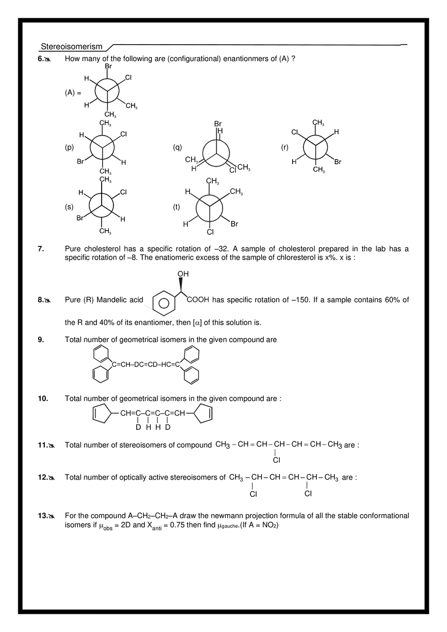 Stereoisomerism Exercises - Page 9