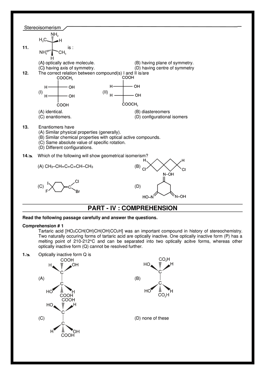 Stereoisomerism Exercises - Page 12