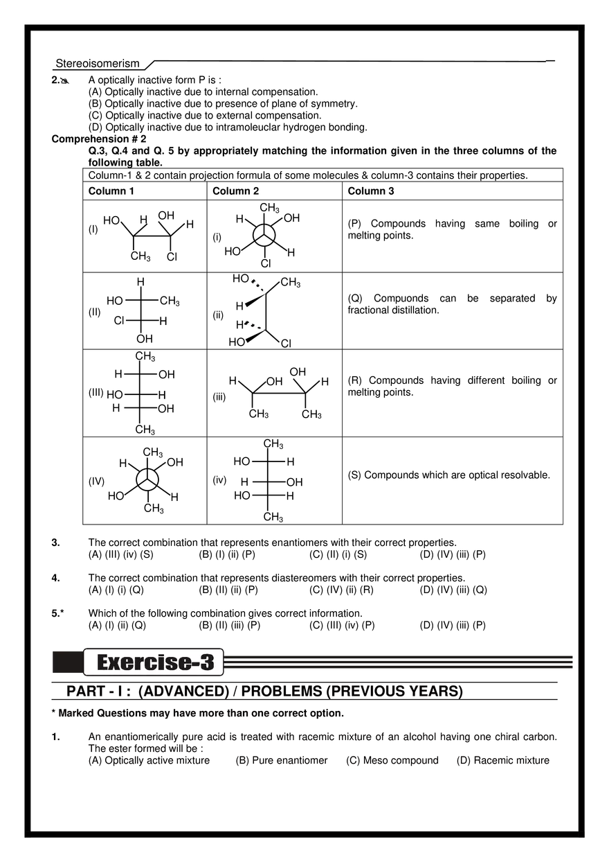Stereoisomerism Exercises - Page 14