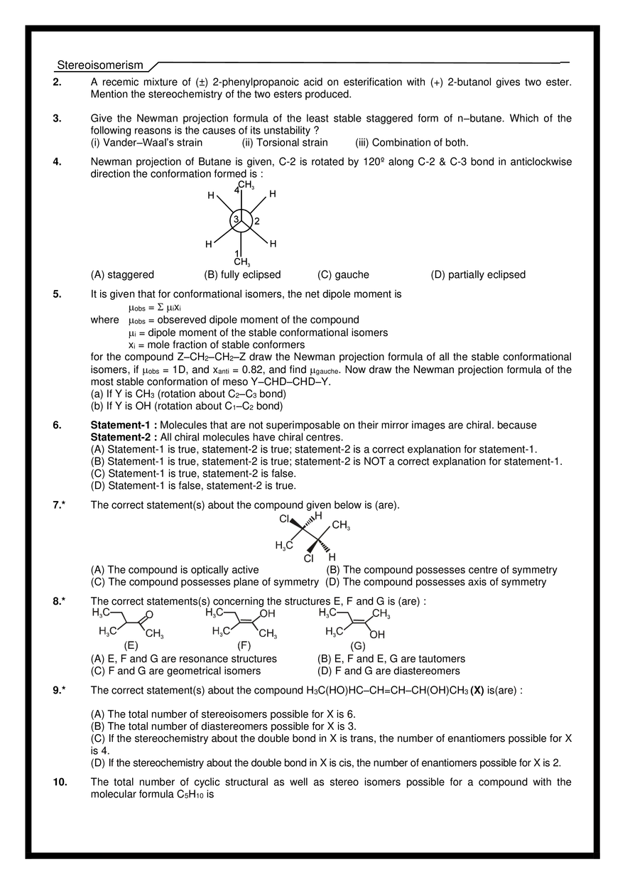 Stereoisomerism Exercises - Page 15