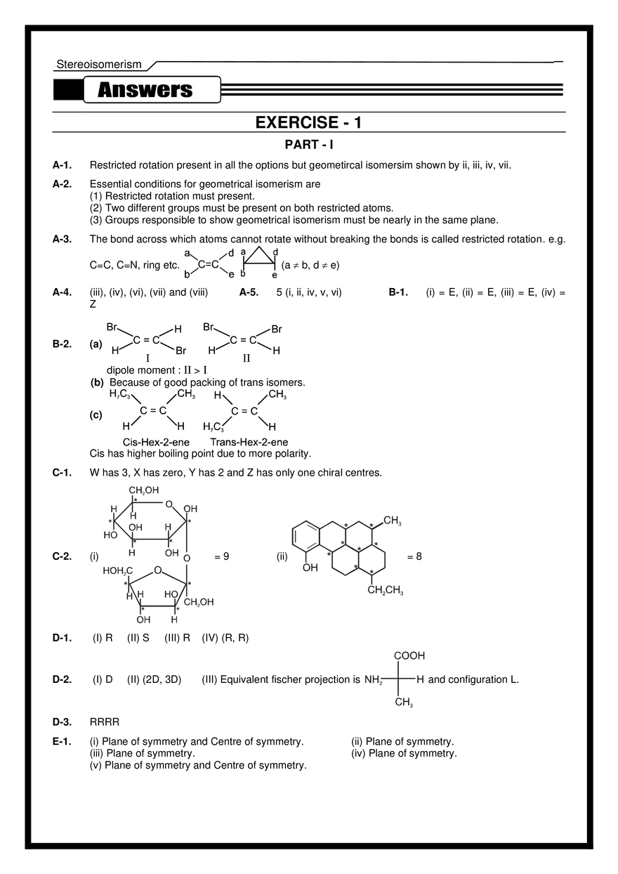 Stereoisomerism Exercises - Page 20