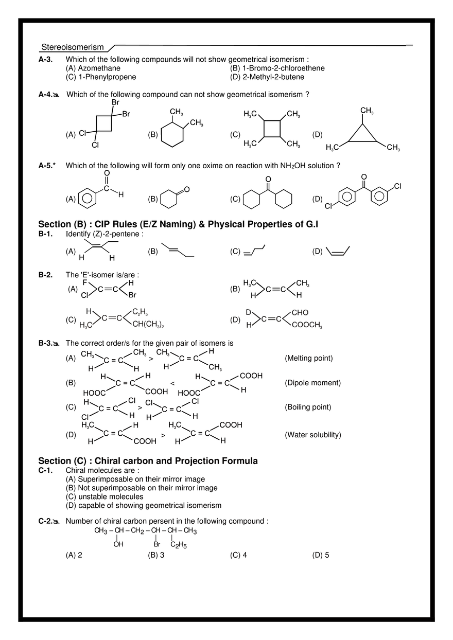 Stereoisomerism Exercises - Page 27