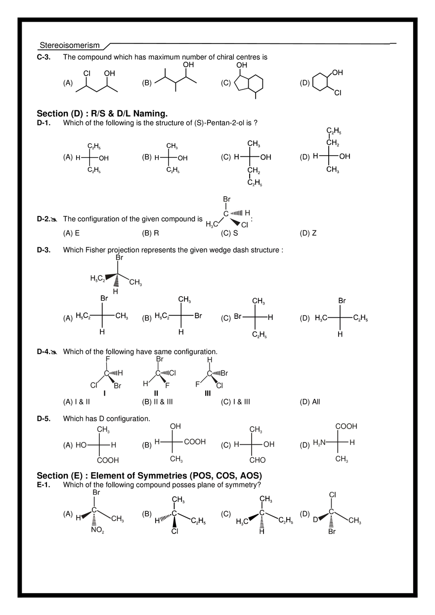 Stereoisomerism Exercises - Page 28