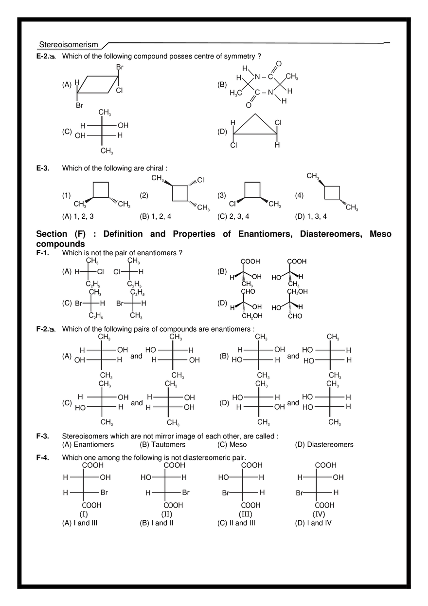 Stereoisomerism Exercises - Page 29