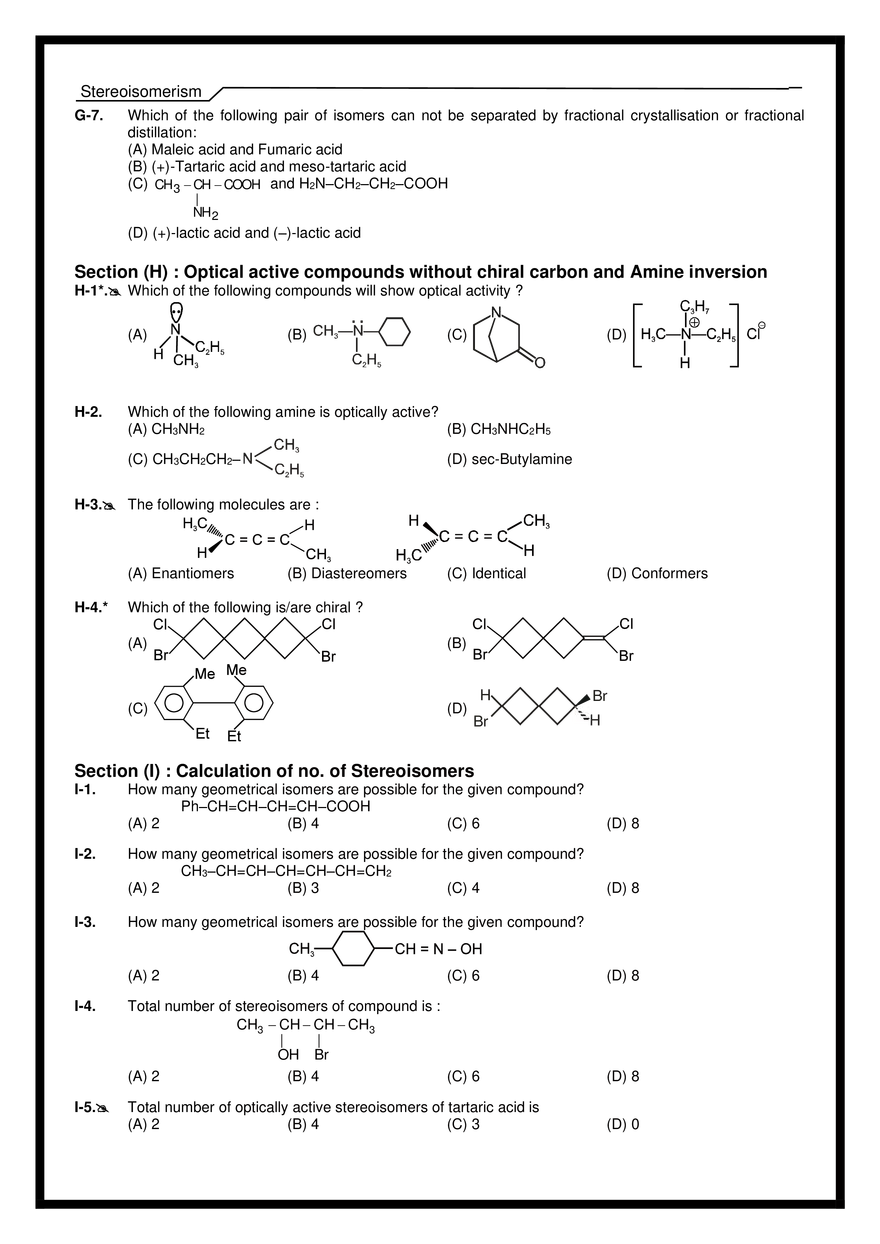 Stereoisomerism Exercises - Page 31