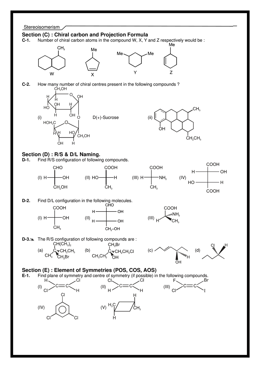 Stereoisomerism Exercises - Page 2