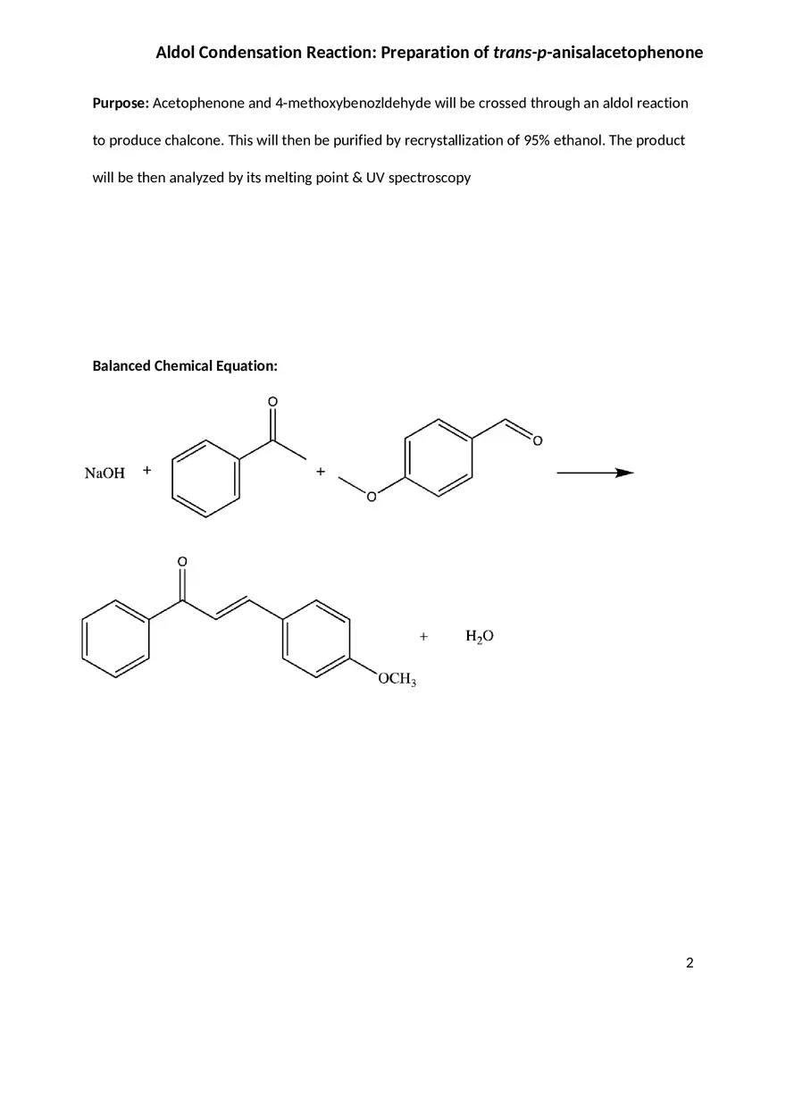 Aldol Condensation Reaction Preparation of Trans-p-Anisalacetophenone - Page 1