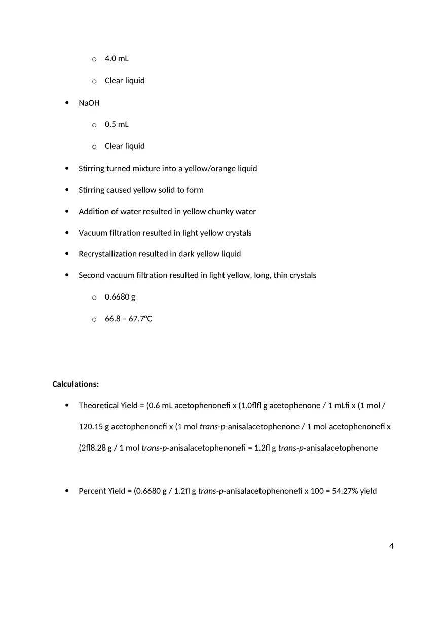 Aldol Condensation Reaction Preparation of Trans-p-Anisalacetophenone - Page 3