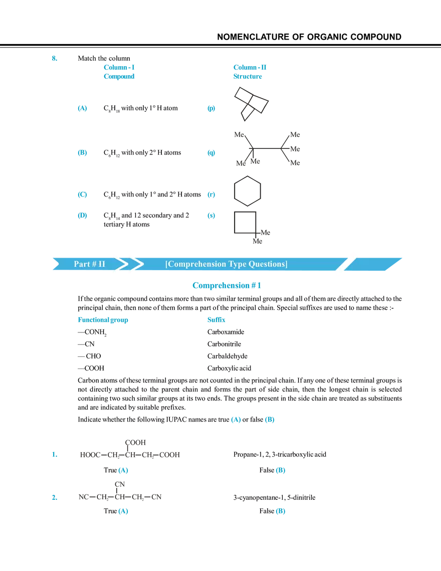 Nomenclature of Organic Compound Exercise # 3 - Page 3