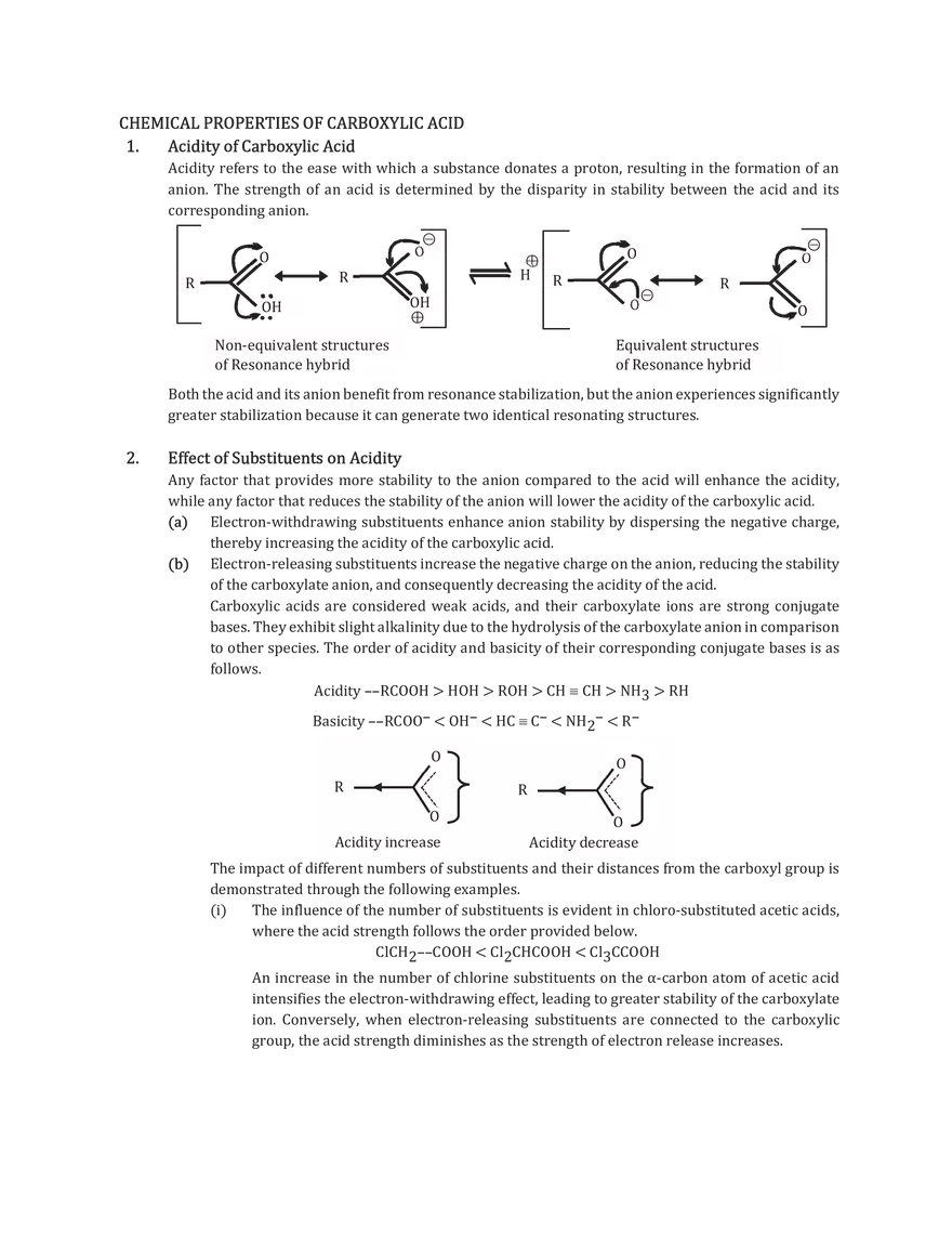Chemical Properties of Carboxylic Acid - Page 1