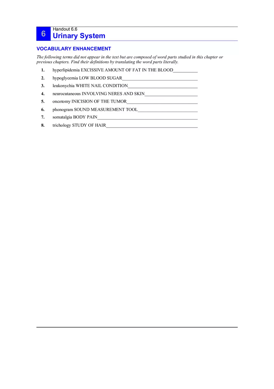 6.6 Urinary System Answers - Page 1