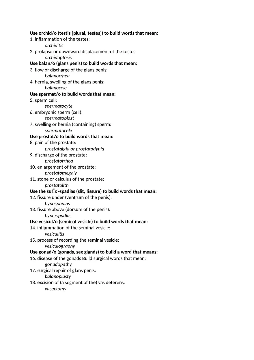Medical Terminology Week 13 Assignment - Page 1
