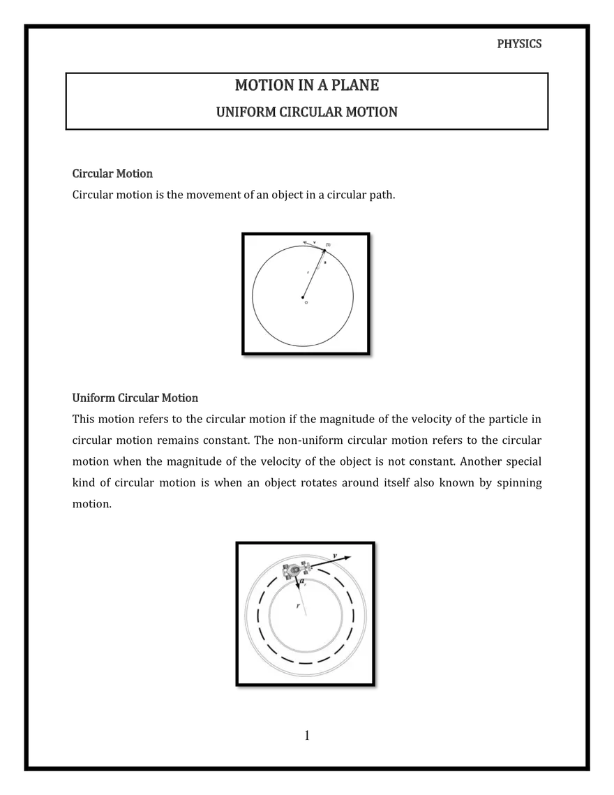 Uniform Circular Motion - Page 1