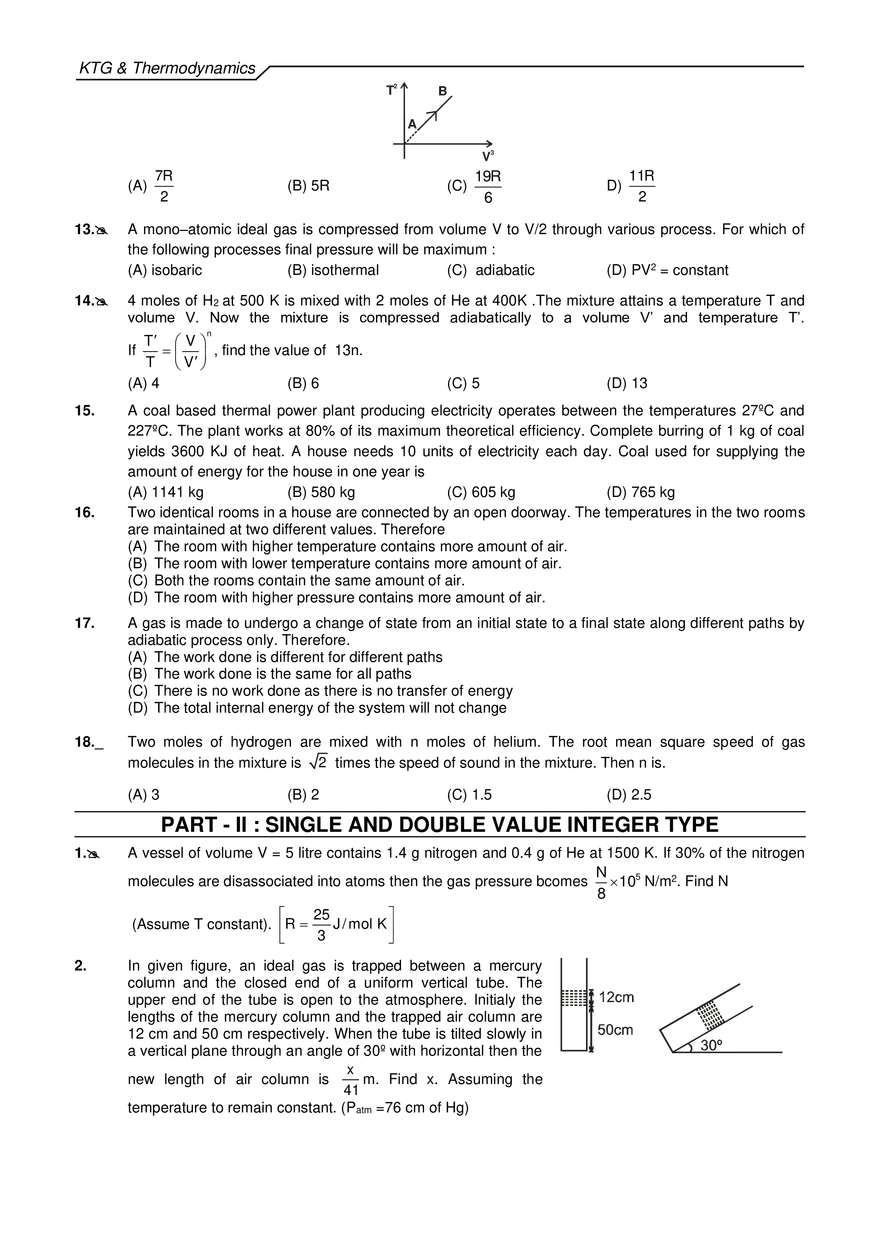 KTG & Thermodynamics Exercises - Page 7