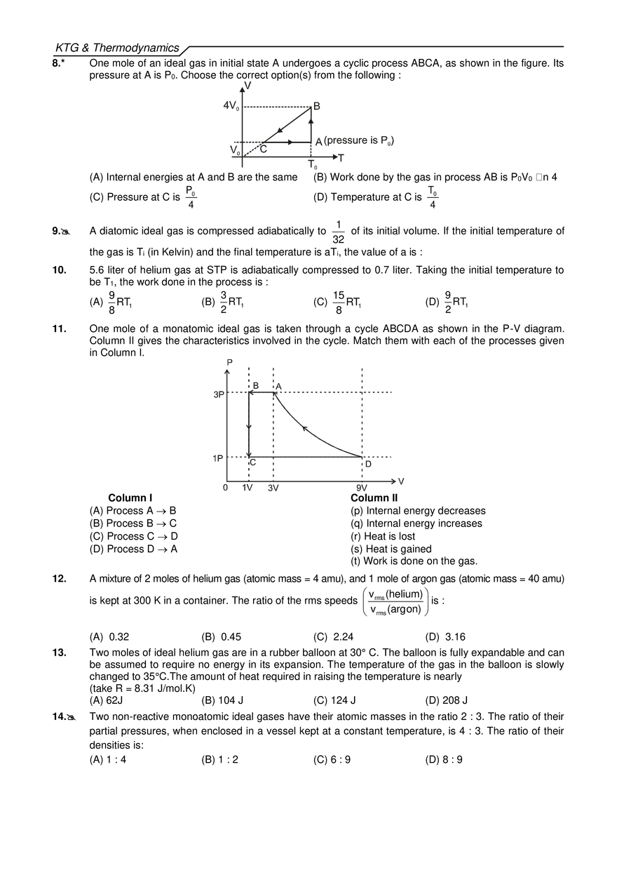 KTG & Thermodynamics Exercises - Page 16